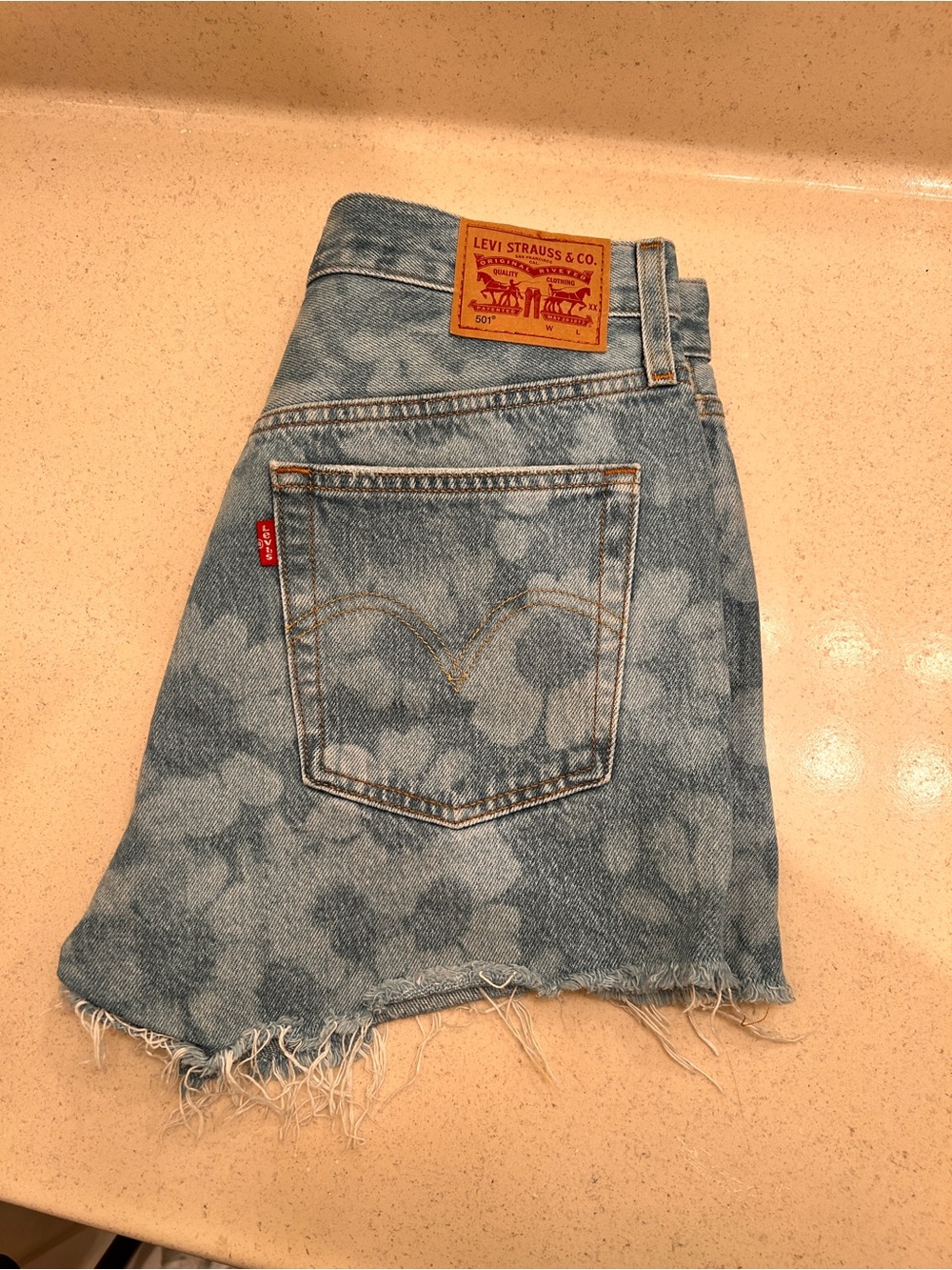 Levi's Light Blue Floral Bleach-Wash Denim shorts
